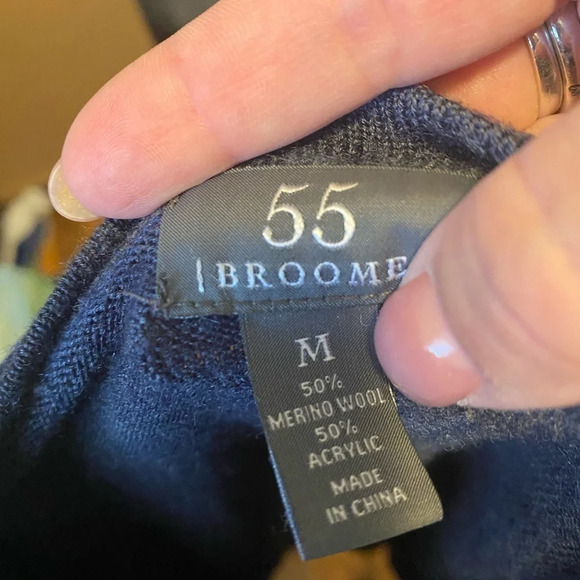 55 Broome Merino Wool Blend Mens Navy Sweater Size Medium‎ - Picture 5 of 5